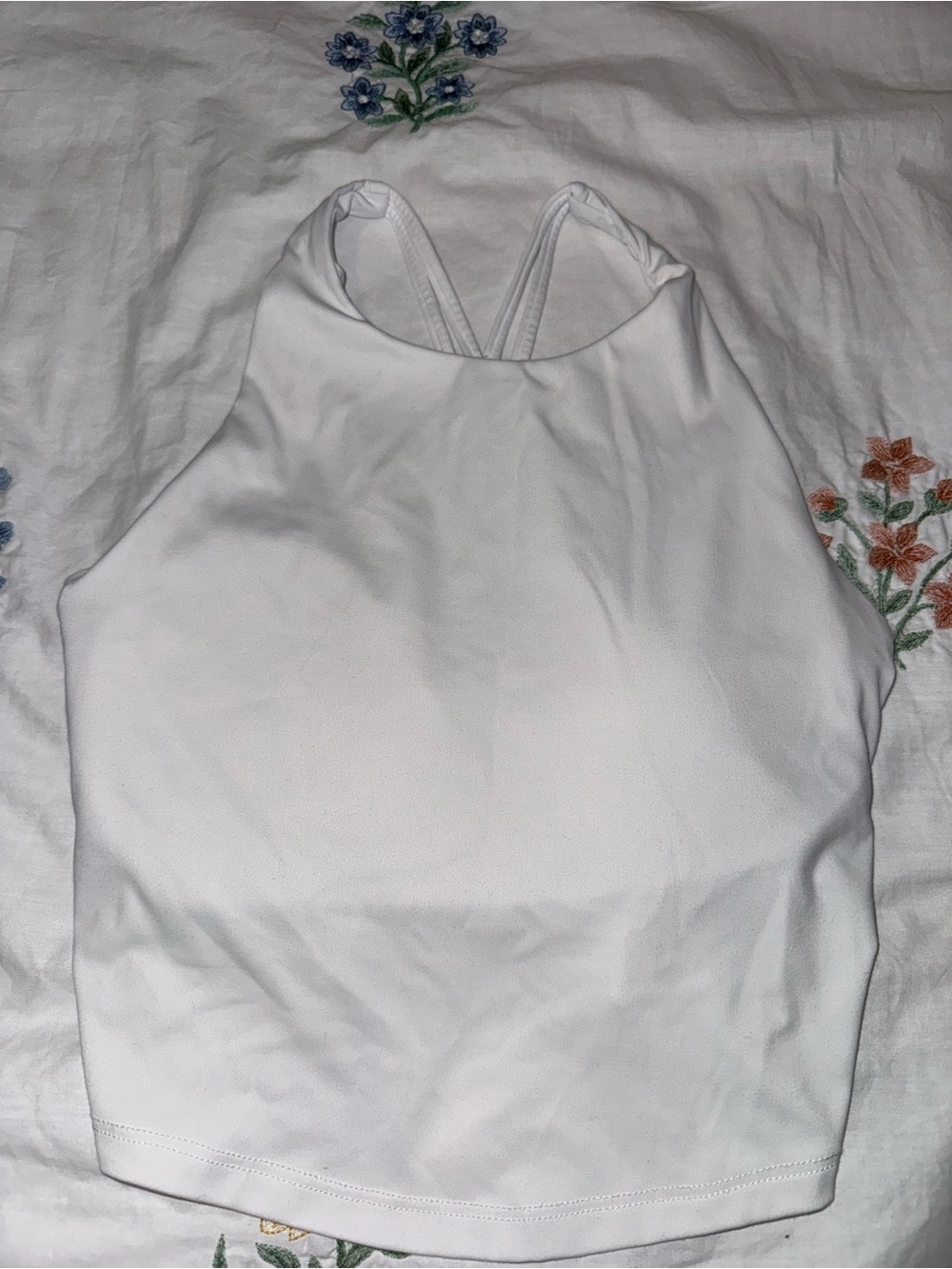 High Neck White Strappy Tank Top - Women